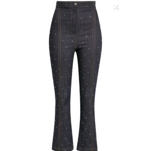CINQ A SEPT "Ditsy Rhinestone Ora Pant"  Embellished Bootcut High-rise Jean 6